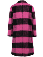 Plaid Double-Breasted Long Sleeve Coat - Amexza