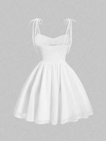 Tie-Shoulder Sweetheart Neck Mini Dress