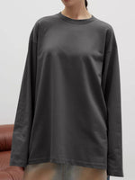 Round Neck Dropped Shoulder Long Sleeve T-Shirt - Amexza