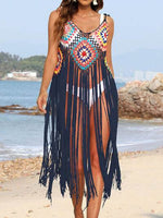 Fringe Spaghetti Strap Cover-Up Navy One Size for a perfect OOTD – dress to impress outfits from Amexza