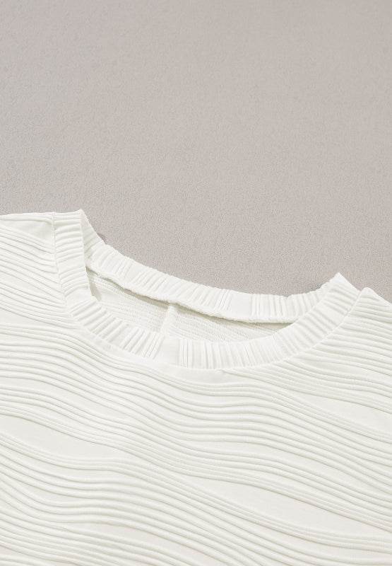 Texture Round Neck Long Sleeve Sweatshirt for a perfect OOTD – dress to impress outfits from Amexza