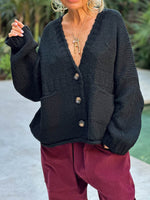 Pocketed V-Neck Button Up Cardigan for a perfect OOTD – dress to impress outfits from Amexza