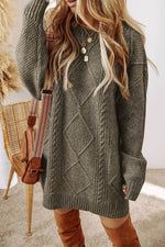 Cable-Knit Round Neck Sweater Dress Sage for a perfect OOTD – dress to impress outfits from Amexza