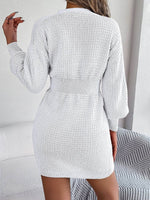 Buttoned Cable-Knit V-Neck Sweater Dress for a perfect OOTD – dress to impress outfits from Amexza
