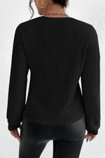 Surplice Dropped Shoulder Long Sleeve T-Shirt - Amexza