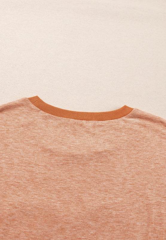 Stud Heart Patch Round Neck Short Sleeve T-Shirt - Amexza