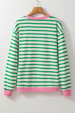 Striped Lucky Clover Long Sleeve Sweatshirt for a perfect OOTD – dress to impress outfits from Amexza