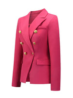 Lapel Collar Long Sleeve Blazer - Amexza