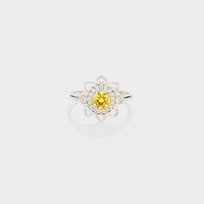 Flower Shape Zircon Platinum-Plated 925 Sterling Silver Ring Silver for a perfect OOTD – dress to impress outfits from Amexza