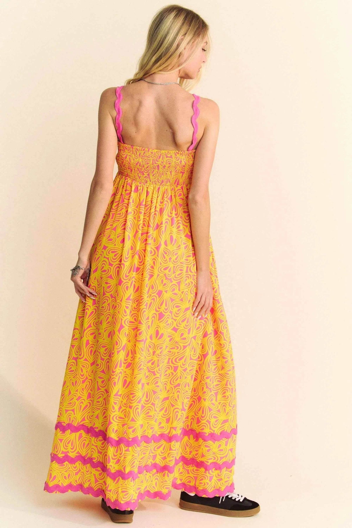 Davi & Dani Geo 2 Tone Printed Wavi Trim Tiered Maxi Dress for a perfect OOTD – dress to impress outfits from Amexza