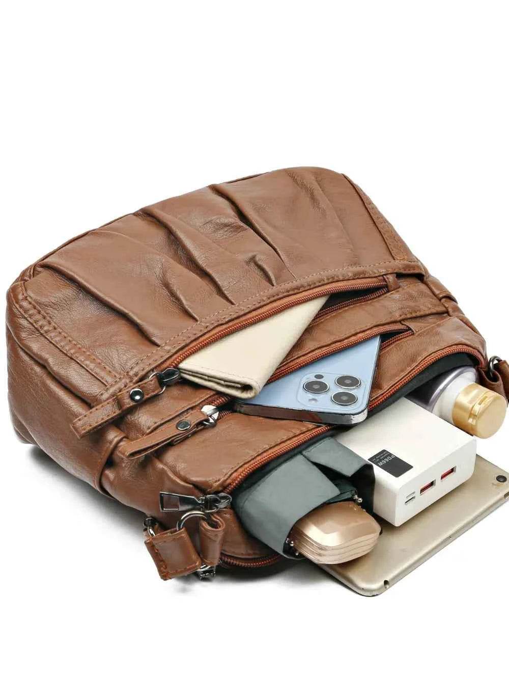 PU Leather Ruched Adjustable Strap Shoulder Bag for a perfect OOTD – dress to impress outfits from Amexza