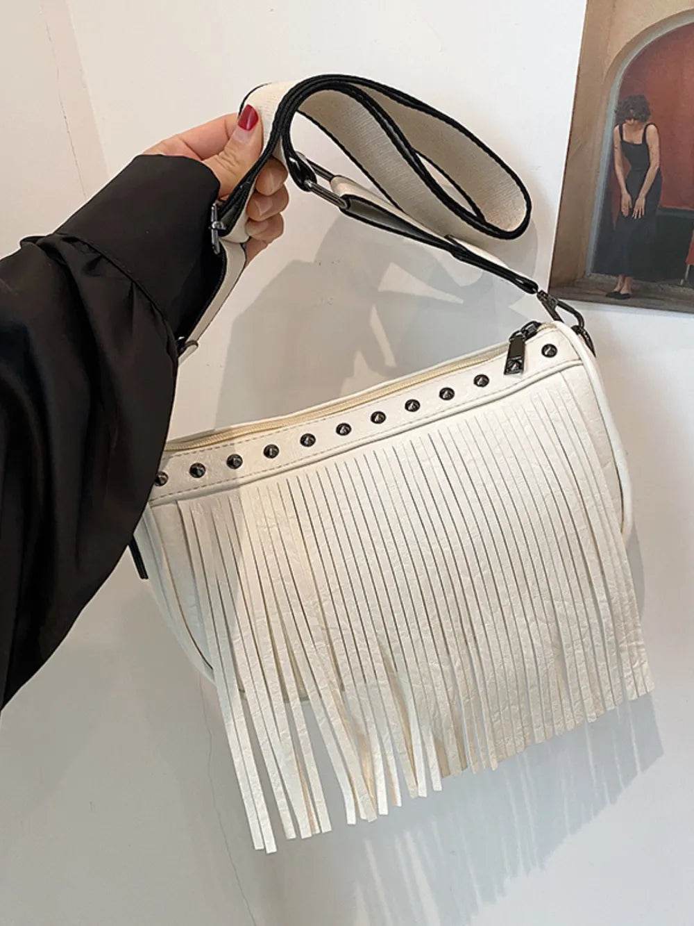 PU Leather Fringe Studded Crossbody Bag for a perfect OOTD – dress to impress outfits from Amexza