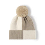 Color Block Knit Hat with Pom-pom Khaki One Size for a perfect OOTD – dress to impress outfits from Amexza