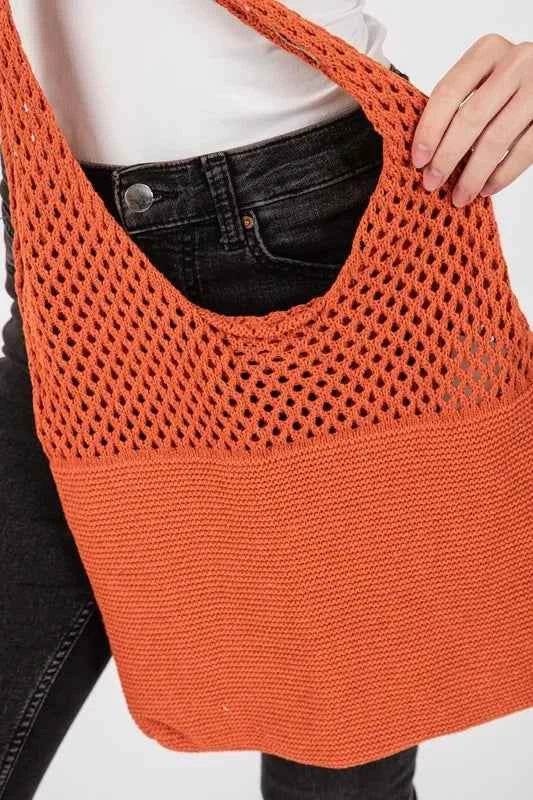 Fame Half Pointelle Knit Tote Bag for a perfect OOTD – dress to impress outfits from Amexza