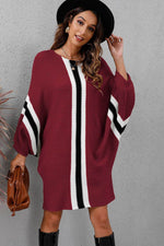 Ribbed Round Neck Long Sleeve Sweater Dress for a perfect OOTD – dress to impress outfits from Amexza