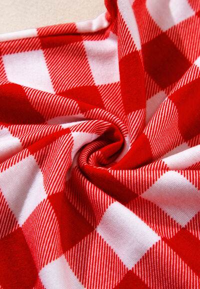 Plaid Collared Neck Long Sleeve Top and Pants Set for a perfect OOTD – dress to impress outfits from Amexza