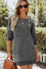 Boat Neck Long Sleeve Sweater Dress for a perfect OOTD – dress to impress outfits from Amexza