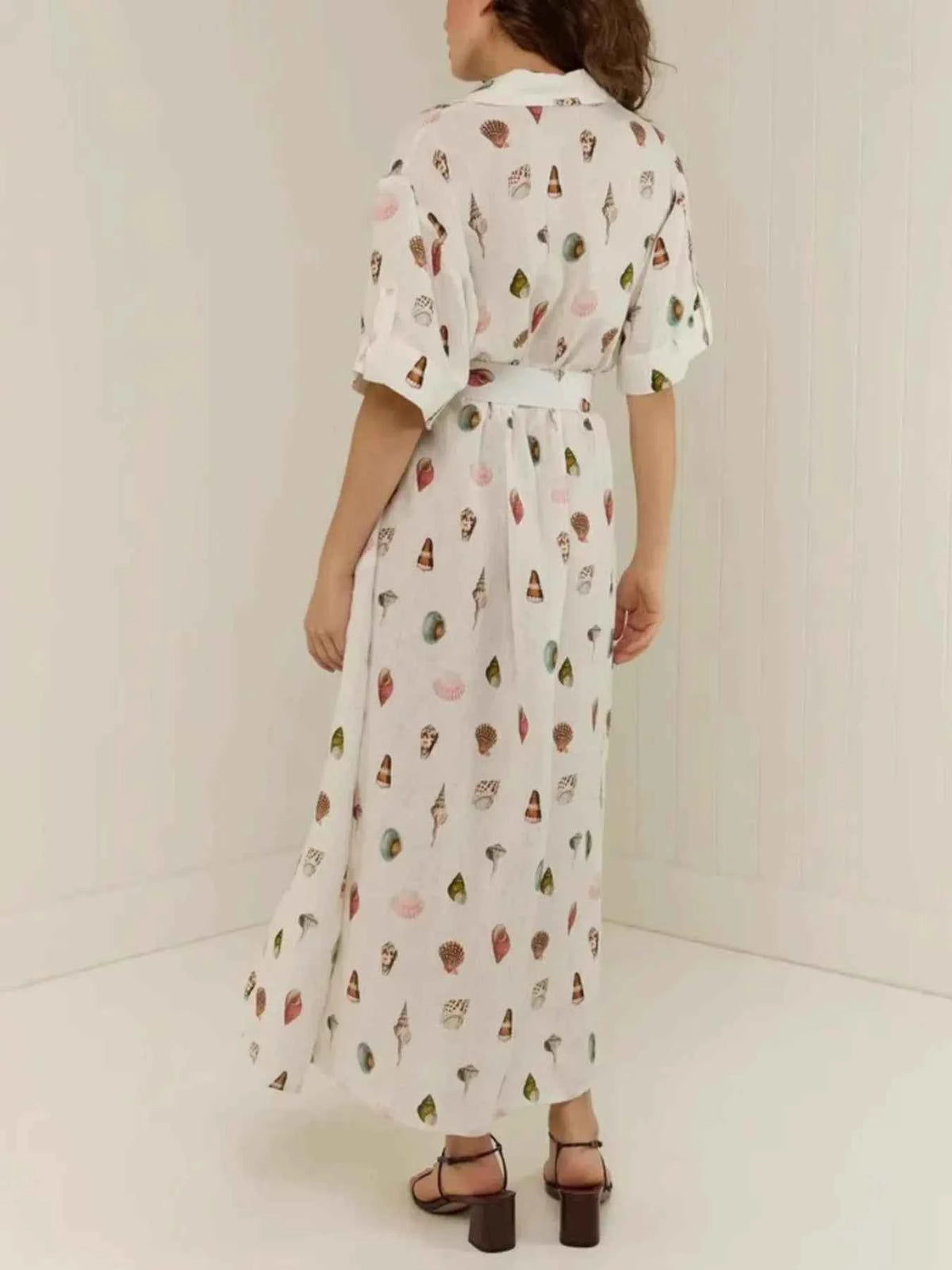 Printed Button Up Maxi Shirt Dress