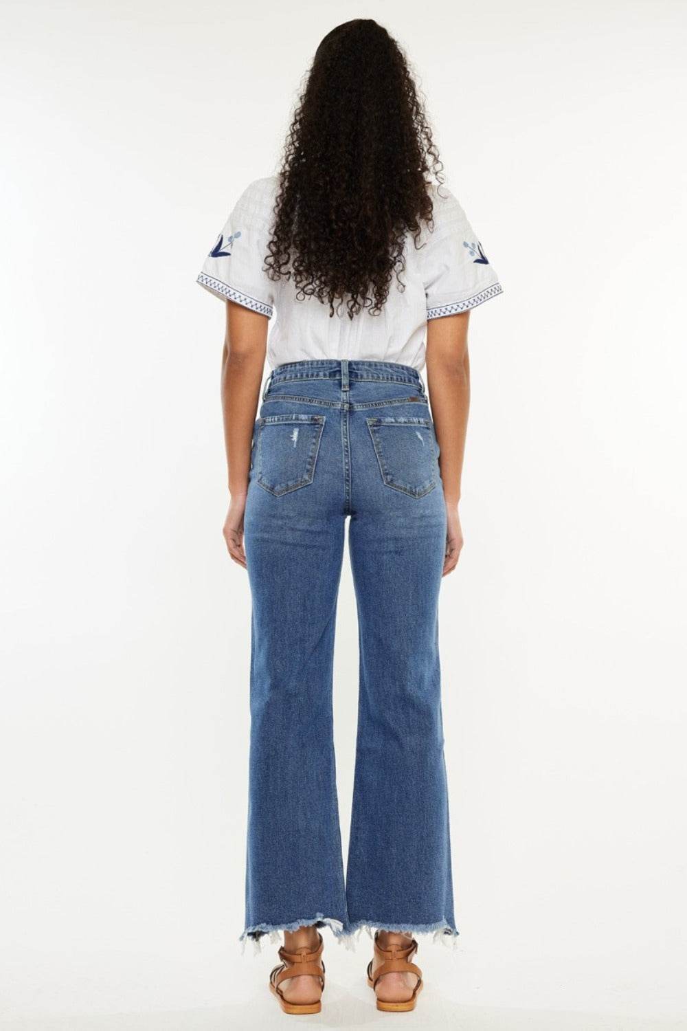 Kancan Full Size High Rise Slim Wide Leg Jeans - Amexza