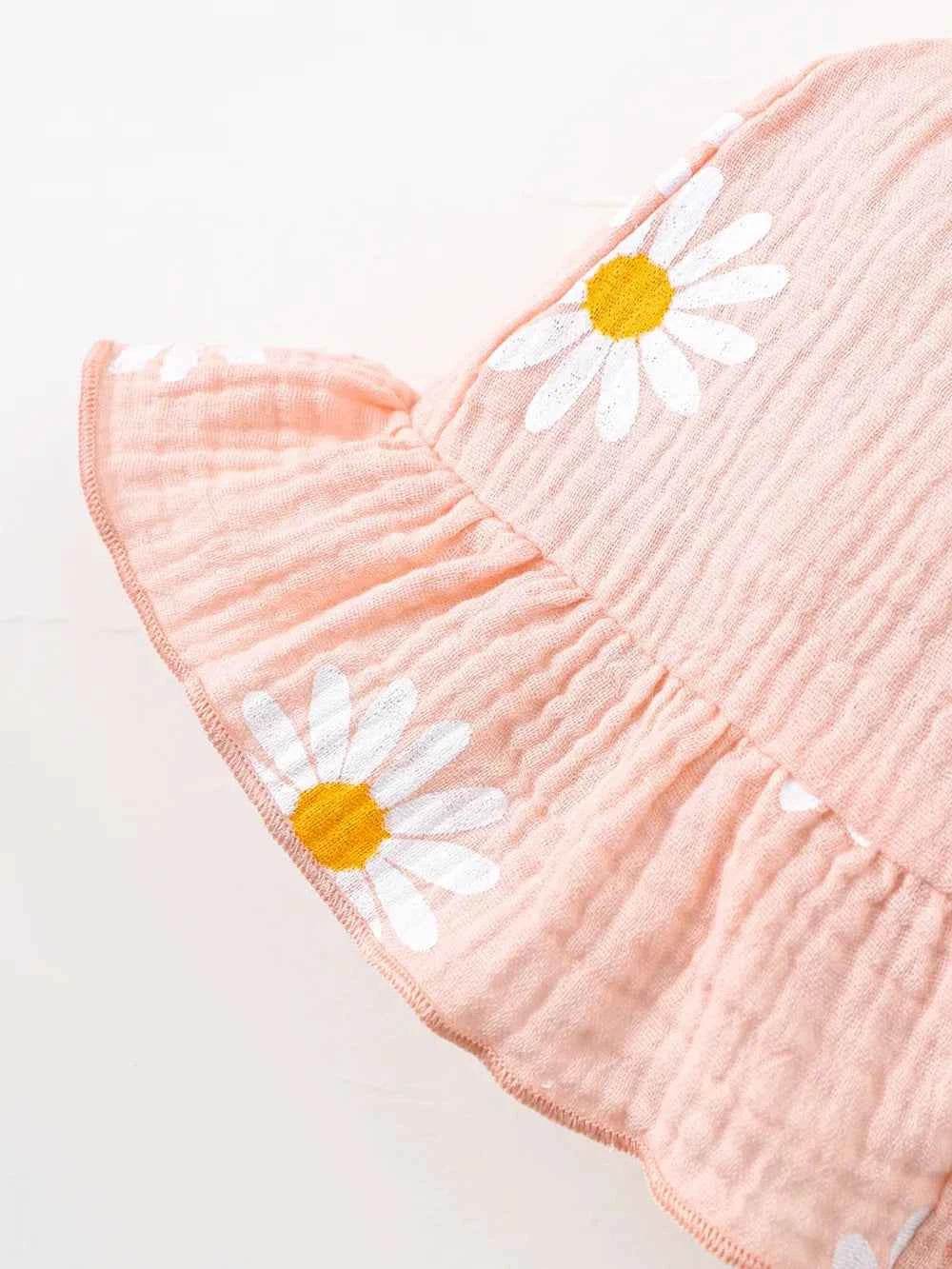 Children's Daisy Textured Wide Strap Romper and Hat Set for a perfect OOTD – dress to impress outfits from Amexza