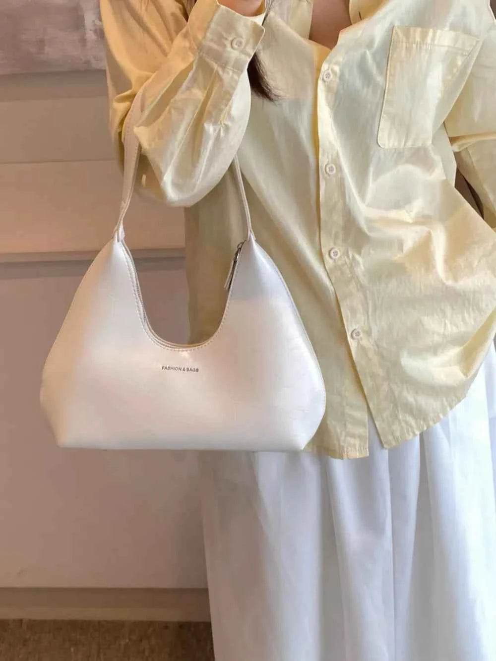 PU Leather Shoulder Bag White One Size for a perfect OOTD – dress to impress outfits from Amexza