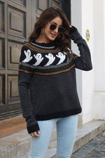 Ribbed Round Neck Long Sleeve Pullover Sweater for a perfect OOTD – dress to impress outfits from Amexza