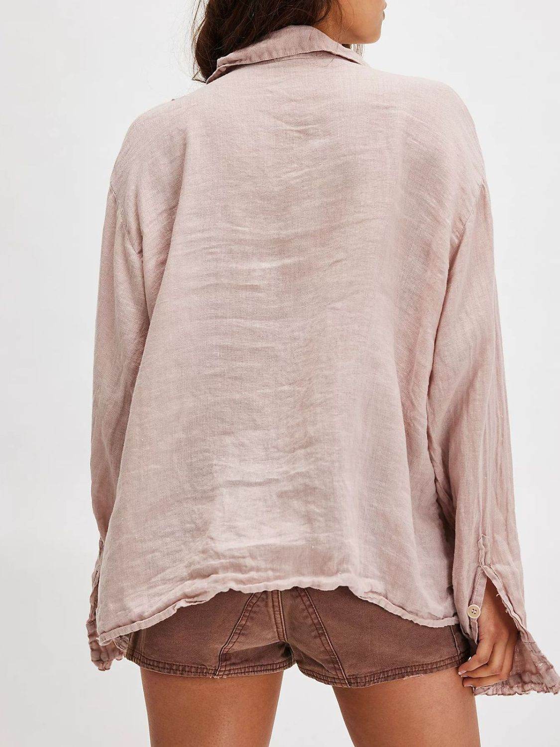 Frill Ruched Collared Neck Long Sleeve Shirt for a perfect OOTD – dress to impress outfits from Amexza