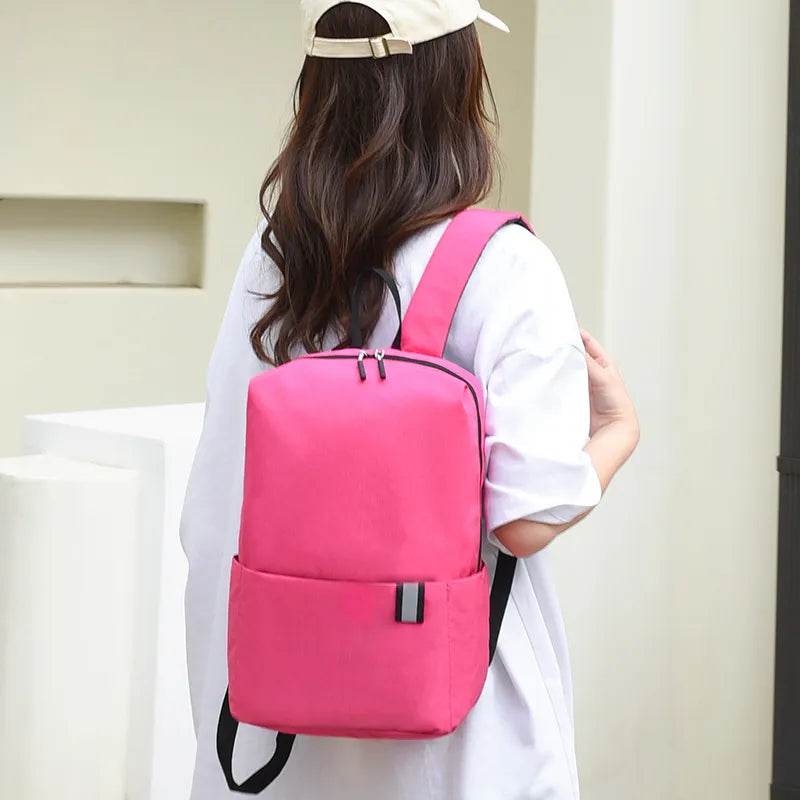 Solid Color Nylon Backpack Bag Pink One Size for a perfect OOTD – dress to impress outfits from Amexza