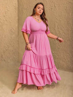 Plus Size V-Neck Half Sleeve Maxi Dress for a perfect OOTD – dress to impress outfits from Amexza