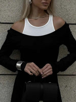 Contrast Long Sleeve Maxi Dress