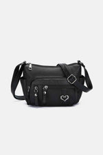 PU Leather Adjustable Strap Shoulder Bag Black One Size for a perfect OOTD – dress to impress outfits from Amexza
