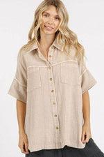 Mittoshop Mineral Wash Gauze Oversized Short Sleeve Shirt for a perfect OOTD – dress to impress outfits from Amexza