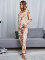 Shiny Tie-Dye Round Neck Top and Pants Lounge Set for a perfect OOTD – dress to impress outfits from Amexza