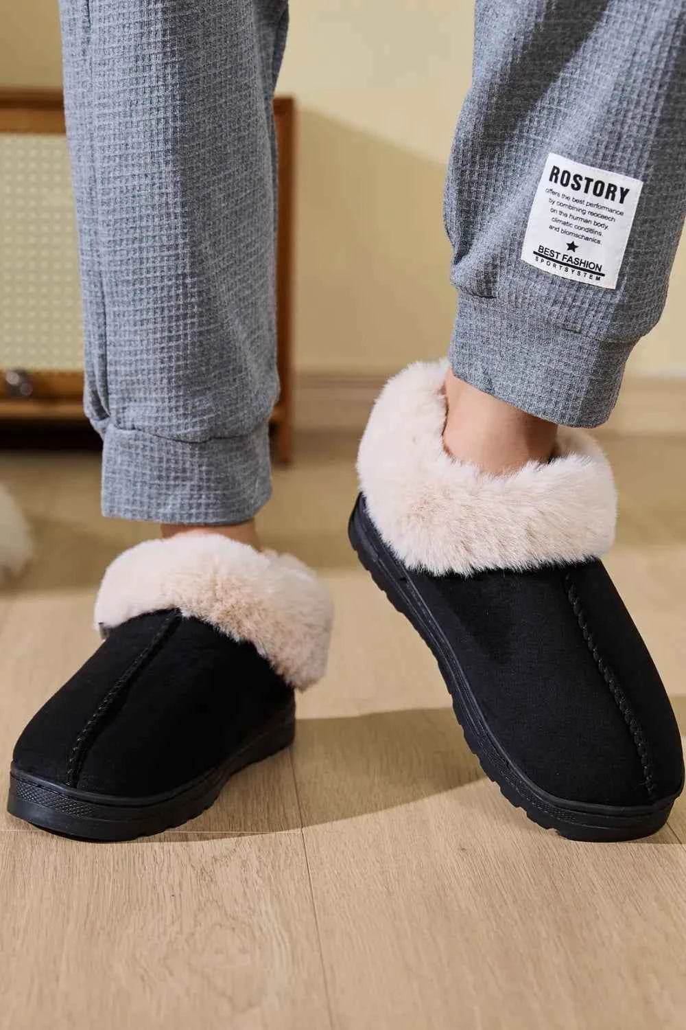 Faux Fur Round Toe Platform Slippers for a perfect OOTD – dress to impress outfits from Amexza