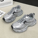 Lace Up Platform Athletic Shoes Silver for a perfect OOTD – dress to impress outfits from Amexza