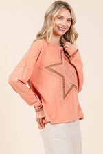Mittoshop Mineral Wash Star Patch Long Sleeve T-Shirt - Amexza