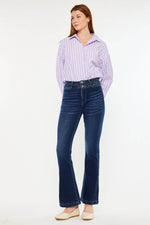 High Rise Double Waistband Flare Jeans - Amexza
