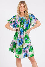 Ces Femme Floral Ruffled Short Sleeve Dress Green for a perfect OOTD – dress to impress outfits from Amexza