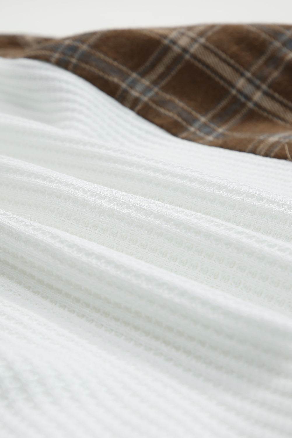 Waffle Knit Plaid Long Sleeve Kangaroo Pocket Hoodie for a perfect OOTD – dress to impress outfits from Amexza