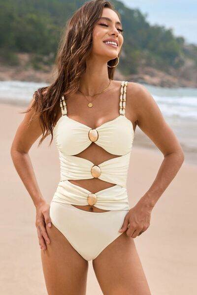 Cutout Ruched Sweetheart Neck One-Piece Swimwear for a perfect OOTD – dress to impress outfits from Amexza