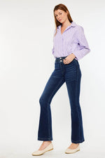 High Rise Double Waistband Flare Jeans - Amexza