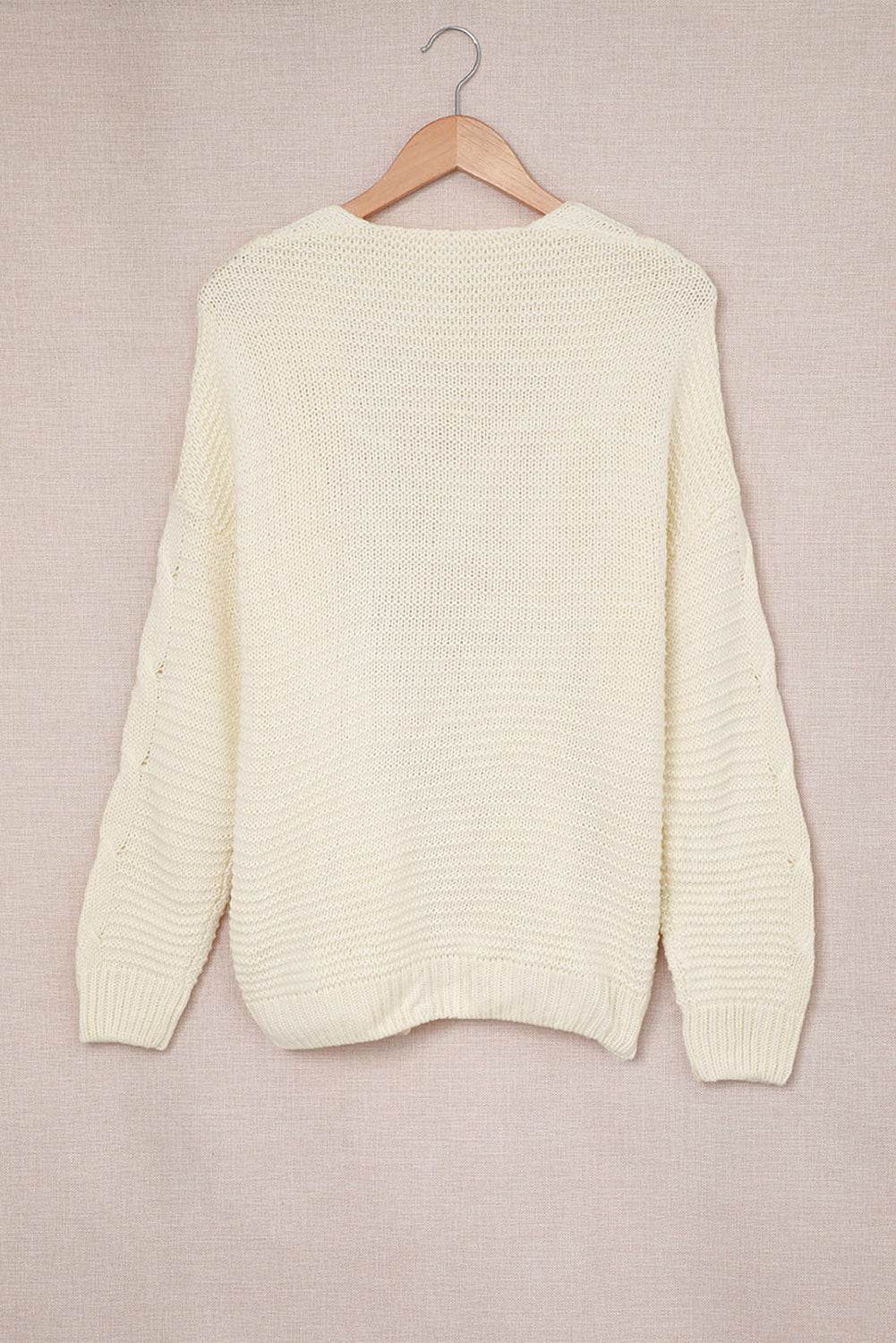 Cable-Knit Open Front Cardigan - Amexza