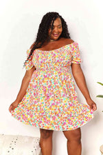 Devine Smocked Sweetheart Neck Flounce Sleeve Mini Dress for a perfect OOTD – dress to impress outfits from Amexza