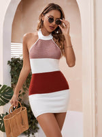 Color Block Halter Neck Knit Dress for a perfect OOTD – dress to impress outfits from Amexza