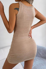 Decorative Button Sleeveless Cable-Knit Dress for a perfect OOTD – dress to impress outfits from Amexza