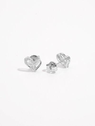 925 Sterling Silver Inlaid Zircon Heart Earrings for a perfect OOTD – dress to impress outfits from Amexza