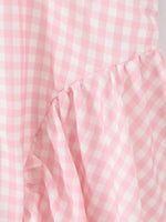 Gingham Ruffle Mini Dress with Lace Trim