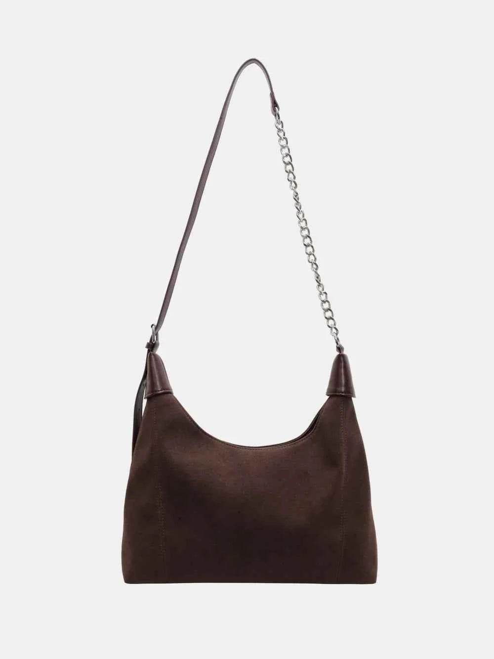 Suede Adjustable Strap Shoulder Bag Coffee Brown One Size for a perfect OOTD – dress to impress outfits from Amexza