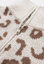 Leopard Half Zip Long Sleeve Sweater for a perfect OOTD – dress to impress outfits from Amexza