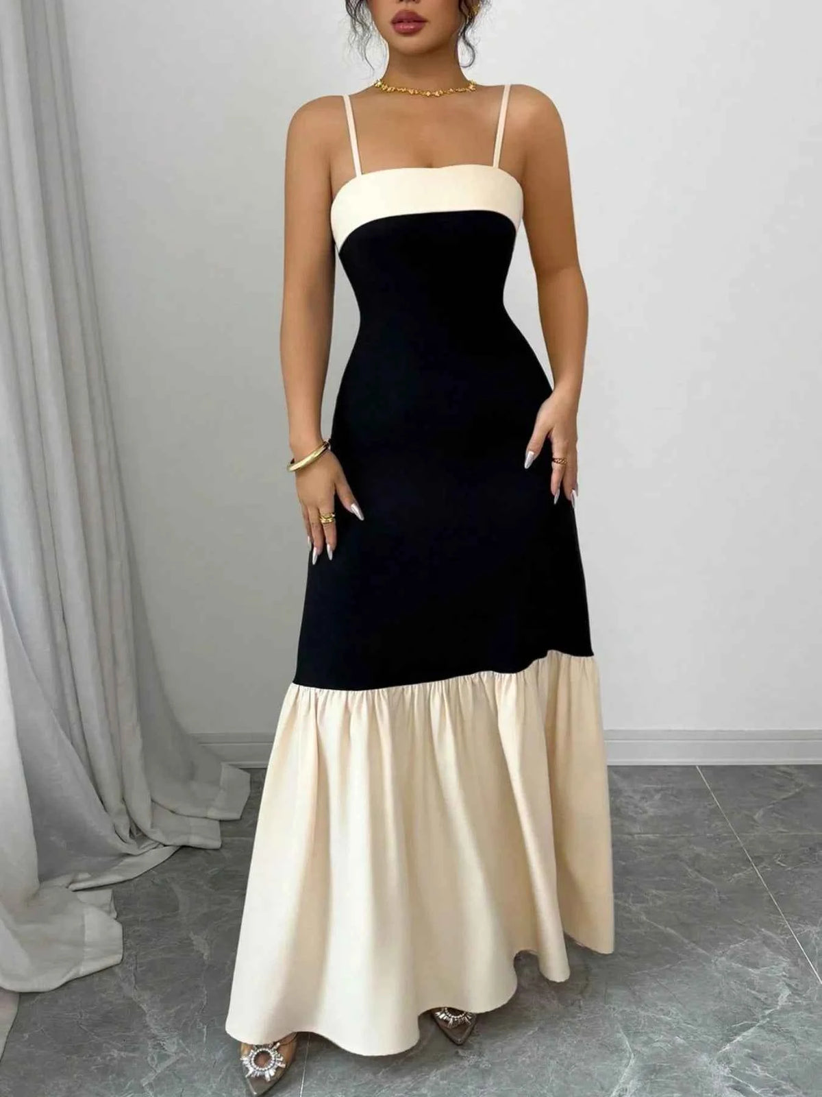 Color Block Maxi Cami Dress